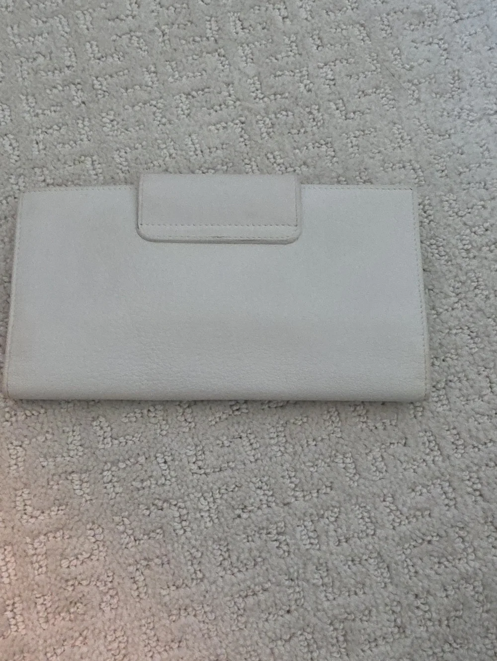 Ferragamo Elegant Cream Clutch Wallet with Silver Hardware